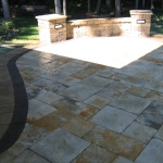 Fieldstone Patio with Brick Wall